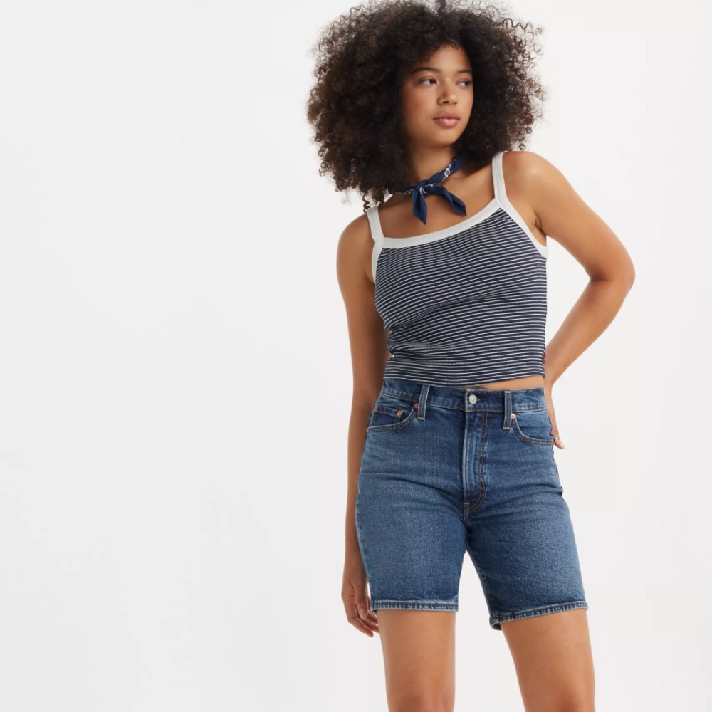 Levi's Women's Mid Blue Denim Bermuda Shorts